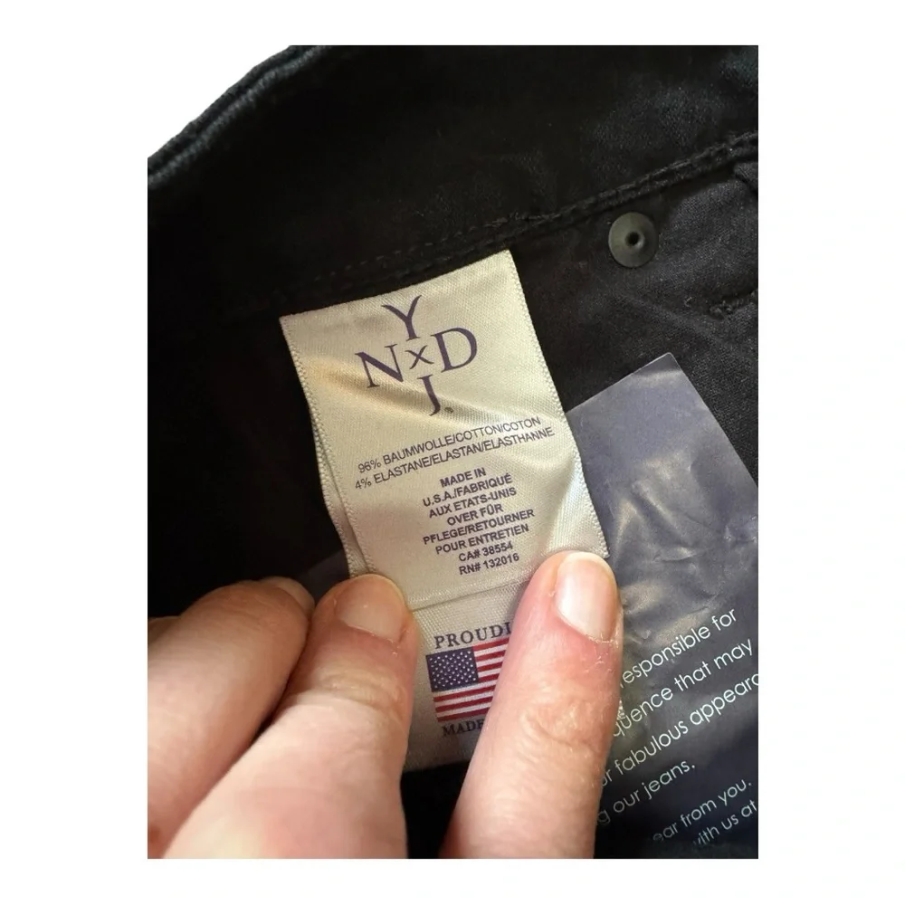 NYDJ | NWT Sheri Slim Straight Coated Jeans in Black, Size 8 - Picture 8 of 11